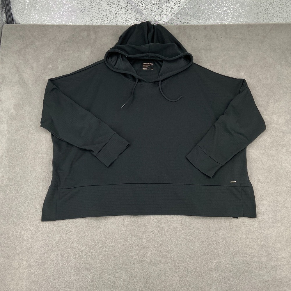 Mondetta Performance Luxury Hoodie Womens 2XL Black Logo Side Slit Warm Wear‎